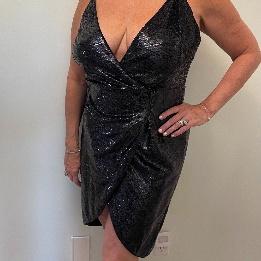 Blue Black Sequin Dress